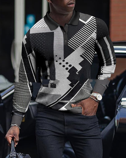 Casual Lapel Pullover Digital Printing For Men