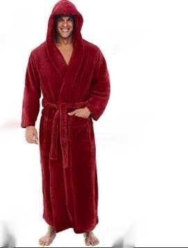 Warm Men's Plus Size Thick Hooded Long Sleeve Nightgown