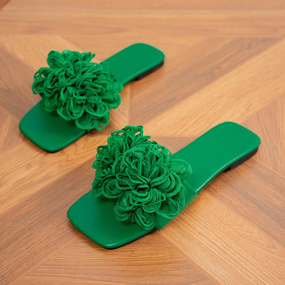 New Fashion All-match Flower Flat Slippers