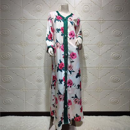 Ladies Middle East Arabian Indonesian Floral Robe