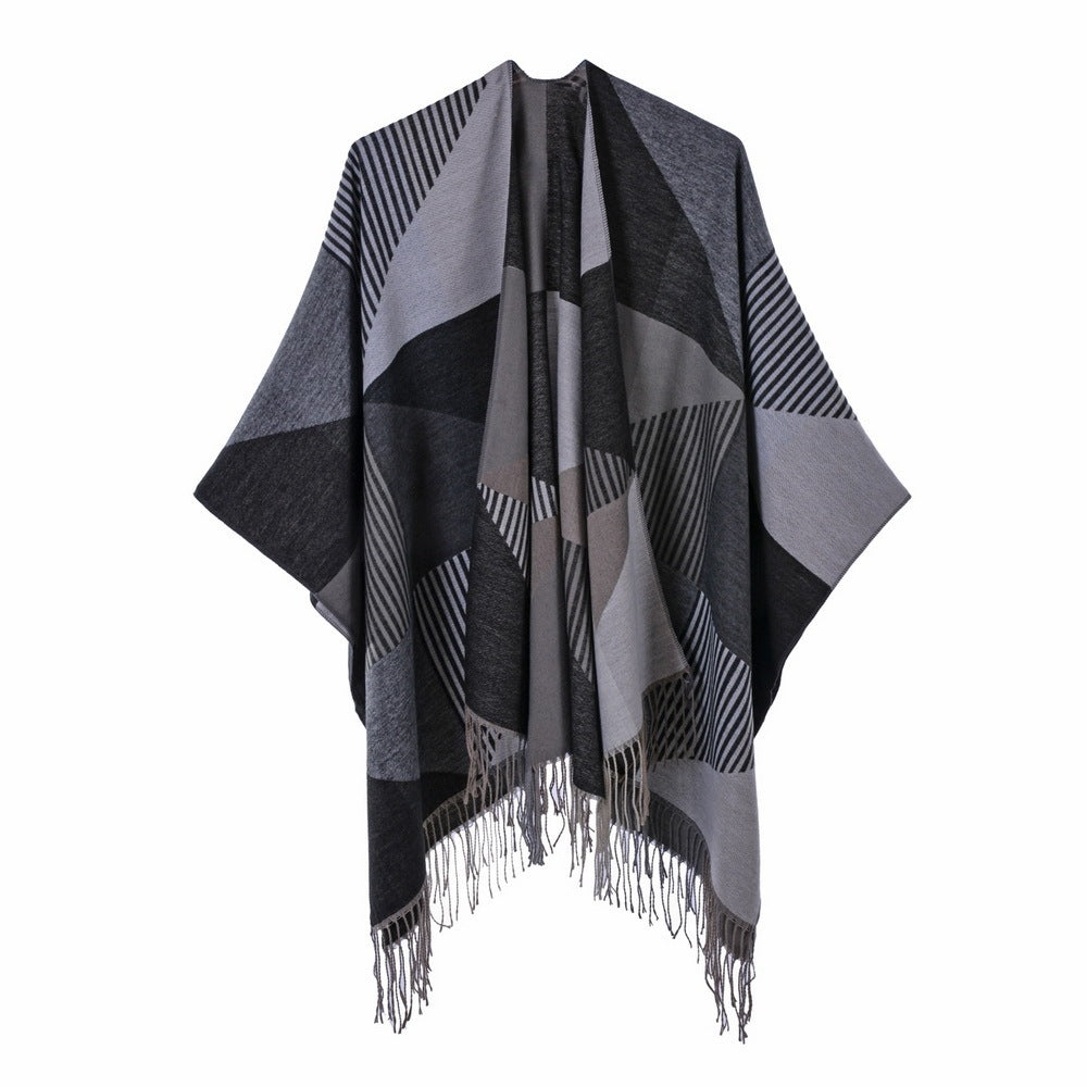 New Temperament Gentle Retro Fashion Jacquard Thickened Warm Shawl