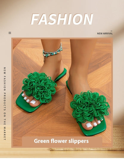 New Fashion All-match Flower Flat Slippers