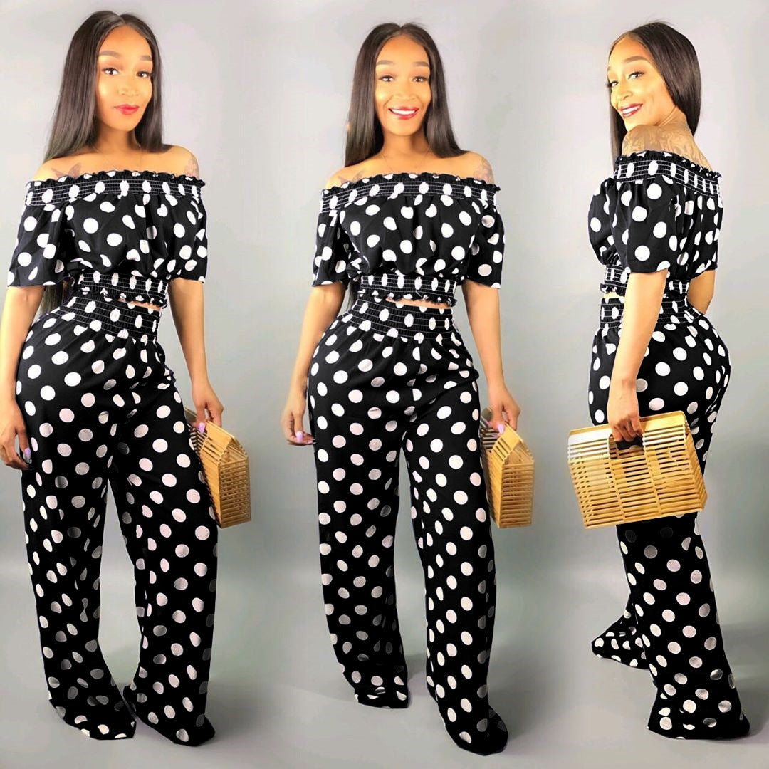 One-piece Polka-dot Two-piece Wide-leg Pants