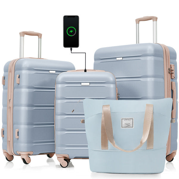 4-piece Luggage Set, 20 Inches With USB Port