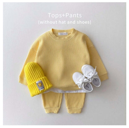 Spring And Autumn Korean Baby Casual Sweater Suit Boys And Girls Two-piece Trousers