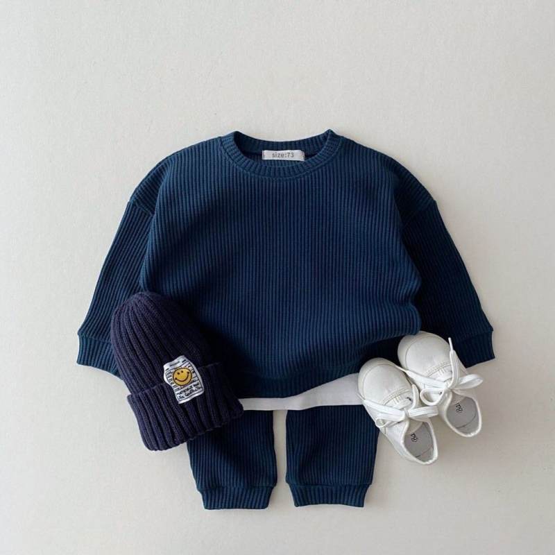 Spring And Autumn Korean Baby Casual Sweater Suit Boys And Girls Two-piece Trousers