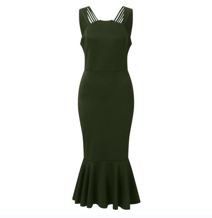 Women's Elegant Half-length Sleeveless Without Back Dress