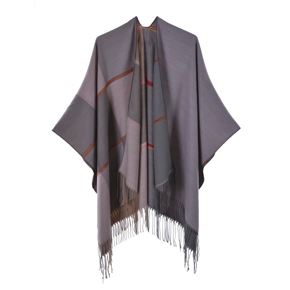 New Temperament Gentle Retro Fashion Jacquard Thickened Warm Shawl