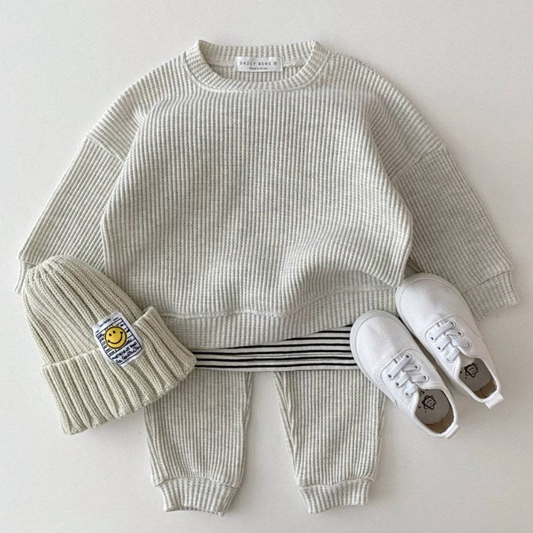 Spring And Autumn Korean Baby Casual Sweater Suit Boys And Girls Two-piece Trousers