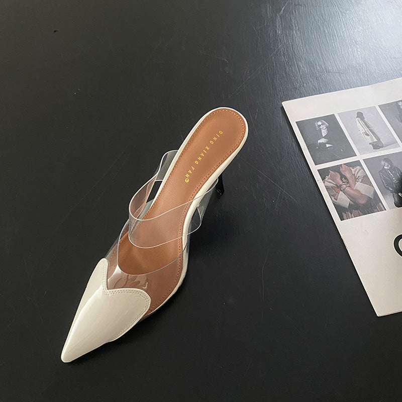 Transparent Love Face Color-blocking Stiletto Heel High Heels