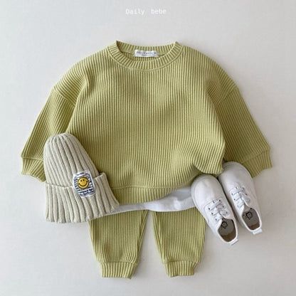 Spring And Autumn Korean Baby Casual Sweater Suit Boys And Girls Two-piece Trousers